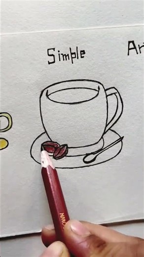 How to draw coffee cup in 3 ways! ☕ #art #shorts #drawing #viral #trending