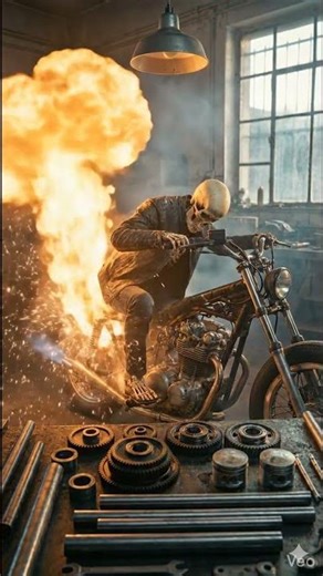 This motorcycle shoots fire 🔥🏍️Built from steel by Skillo DIY ☠️