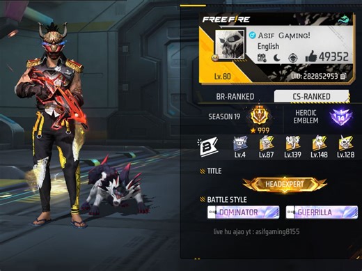 Asif Gaming’s Free Fire ID, stats, rank, guild, and more