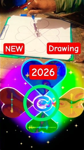 Professional Heart Flower Design with Compass | 2026 Easy DIY Art #drawing #shortvideo #shortsfeed