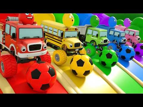 Carros Para Niños - Ruedas gigantes, huevos de colores - Aprender Colores - Canciones infantiles