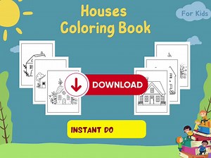 Houses Coloring Book: 30 Fun Pages for Kids (PDF Download) - Etsy UK