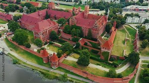 Malbork on the Nogat river the largest medieval brick castle from the bird's eye view