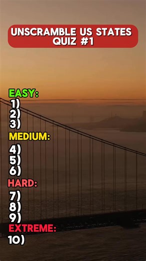 UNSCRAMBLE US STATES QUIZ #1. | quizmaster923