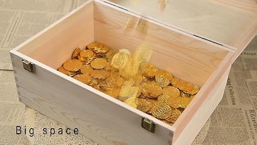 Pine Wood Box with Hinged Lid