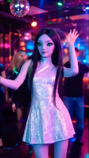 Alien Girl Dancing in Disco Bar 👽💃✨