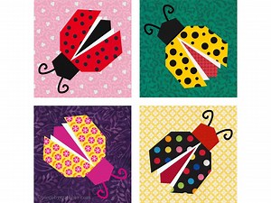 Ladybug Paper Piecing Quilt Block Pattern, PDF Download, 6 & 12 Inch Blocks, Resizable, Foundation Piecing FPP - Etsy
