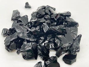 Black Fire Pit Glass Rocks, 1/2"-1", 10 lbs