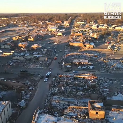 226K views · 5.3K reactions | PATH OF DESTRUCTION: Drone video shows panoramic view of historic damage from massive tornado in Kentucky. https://fxn.ws/3oJuXeu | Fox News | Facebook