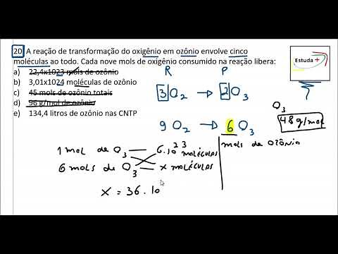 Na transformação do O2 em O3 envolve 5 moléculas. Cada 9 mols de O2 consumido na reação libera: