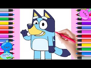 Bluey Coloring Book - How To Draw and Color Bluey - Cute Kids Colouring Page