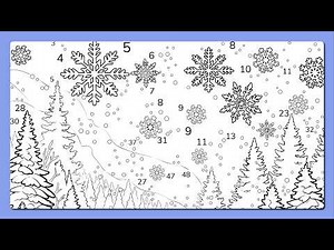 Zen Color by Number app Snowy River Landscape, Twilight Sky Calm #coloringbook
