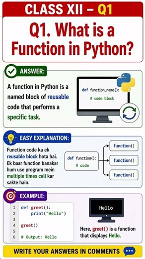 Class 12 Computer Science | Function in Python | CBSE #Shorts
