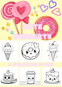 Cute Candy&dessert Coloring Pages for Kids,a Printable Coloring Book Full of Cute Cupcakes, Smiling Candies, and Sweet Desserts for Kids. - Etsy