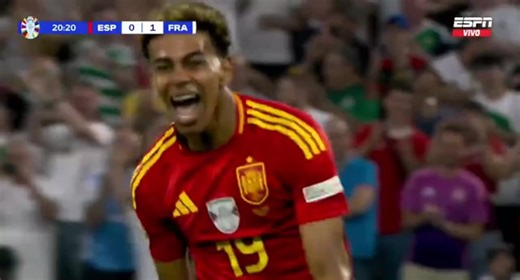 Gol de Lamine Yamal para el 1-1 de España vs. Francia.