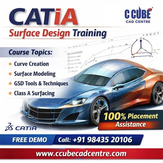 CATIA Surface Design Training in Erode | Mechanical CAD Course | 100% Placement Assistance