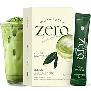 Kim’s Table Matcha Powder for Latte Zero Sugar Easy 10 Sticks Ceremonial Grade Jeju Korean Matcha for Latte Green Tea Powder, Premium Barista Crafted Mix, soft & savory taste, 10 Servings (4.23 Ounces) 제주 말차 라떼