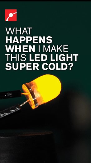 How does an LED light change when dipped in liquid nitrogen? 💡 Museum Educator Adelaide plunges an LED into liquid nitrogen and watches its color shift from orange to yellow to green. Temperature affects the LED’s “band gap,” the amount of energy electrons need to jump across the material and create light. As the LED cools, the energy gap increases, and the light shifts to higher-energy colors. When it warms back up, it turns to orange again. #Chemistry #ScienceExperiment #Light #LiquidNitrogen