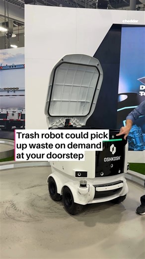 1.8M views · 1.4K reactions | It’s like calling an Uber for your trash. HARR-E, Oshkosh’s autonomous trash robot, could revolutionize waste collection. When your bin is full, just summon it, and HARR-E comes to your door to pick up your trash. Shown at CES 2025, HARR-E is equipped with advanced sensors and autonomous navigation, designed for planned communities and business parks with central refuse centers—though a market release timeline is still TBD. | cheddar news | Facebook