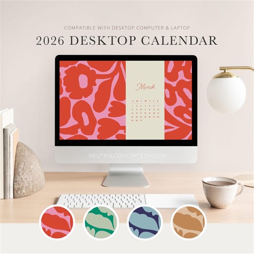 2026 Calendar Wallpaper: Floral Colorful Desktop Laptop Background (digital Download) - Etsy