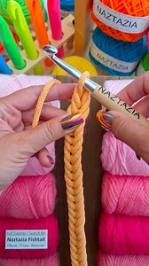 Crochet fishtail braids are easy to make with slip stitches. This flat cord braid can be used to make accessories such as a crochet bracelet, keychain, belt, bag handle and more. #reels #crochet #knitting #fishtail #artist #howto #tutorial #belt #yarnlove #makers #naztazia | Naztazia