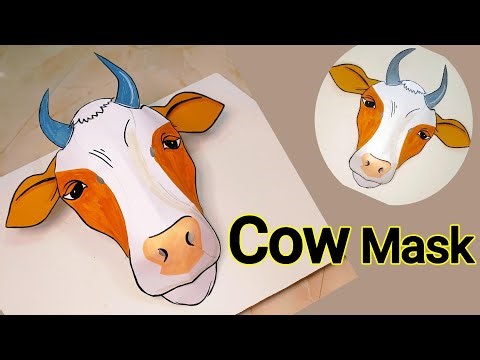How to make cow mask | cow mask craft | animal Mask making with paper #karapansapi #diycrafts