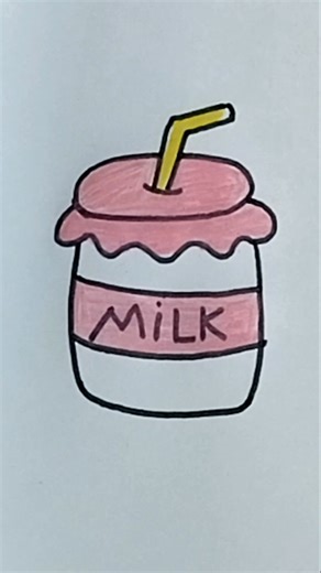 How to Draw a Cute Milk Bottle Easy #shorts #trending #viral #drawing #art #milk #bottle #easy #cute