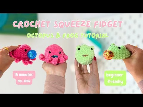 2-in-1 octopus & frog crochet fidget stress ball tutorial | quick, easy no-sew amigurumi pattern