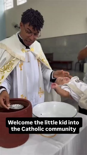 Welcome the little kid into the Catholic community #catholicchurch #catholicism #church #catholicgospelmedia #baptism | Catholic Gospel Media