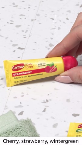 Carmex Daily Care Moisturizing Lip Balm Pack, Lip Balm With Sunscreen in Fresh Cherry, Strawberry and Wintergreen -0.35 Ounce (Pack of 3)