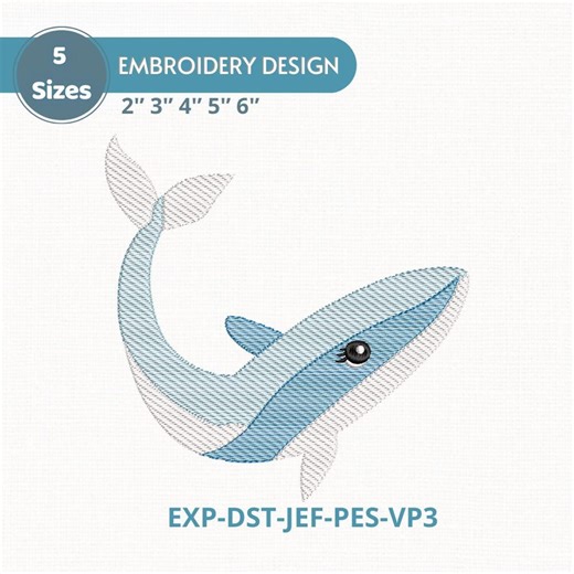 Blue Whale Embroidery Design, Whale Sketch Embroidery, Ocean Whale Machine Embroidery, Nautical Sea Life Design, Marine Animal Embroidery - Etsy