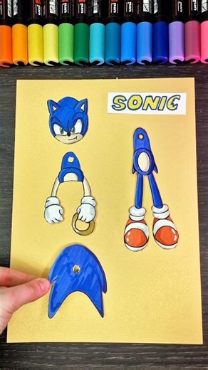 ⚡️Sonic The Hedgehog⚡️ as hanging paper doll #shorts #drawing