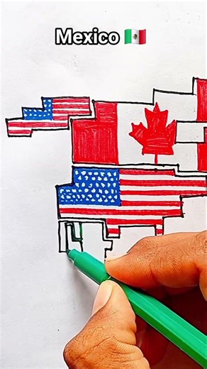 Draw Flag Map of Mexico 🇲🇽 #mexico #flag