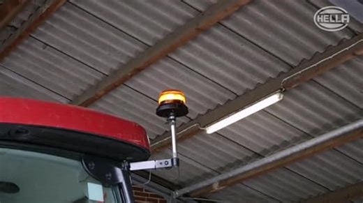 HELLA 2XD 013 979-001 LED Blitzleuchte - Blinkleuchte - RotaLED Compact - 12/24V - gelb (amber) - geschraubt - Kabel: 150mm - für Traktor, LKW, Gabelstapler