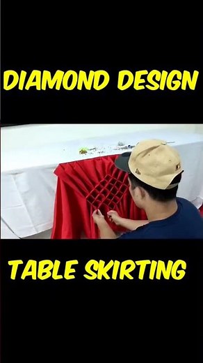 TABLE SKIRTING DIAMOND DESIGN WITH ROSE PLEATS