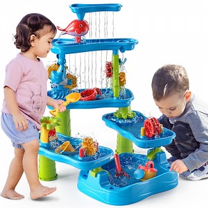 Dinosaur Planet Kids Sand Water Table, Sandbox Table Kids Activity Sensory Play Table Summer Outdoor Toys Boys Girls Gift