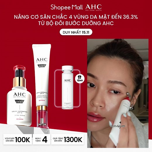 SIÊU DEAL CHĂM DA CHUẨN THẨM MỸ HÀN TỪ AHC Lấy cảm hứng từ liệu trình trẻ hóa da chuyên nghiệp HIFU, Kem mắt cho mặt AHC Colla-Juvenation Lift 4 với đầu lăn chữ T chuyên dụng giúp massage thon gọn từng đường cơ mặt. Bên trong kem mắt cho mặt còn chứa các thành phần chuyên sử dụng trong liệu trình thẩm mỹ trẻ hóa da gồm 4 collagen, 4 loại peptides & 4 loại dẫn xuất Retinol thực vật như Bakuchiol, mang đến hiệu quả săn chắc 4 vùng mặt đến 36.2% chỉ sau 4 tuần sử dụng. ▸ Mua combo tặng 1 nước thần 