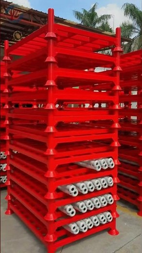 Special metal stacking rack for warehouse, folding mobile shelf, metal iron frame.