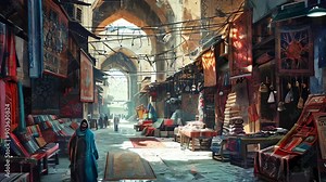 Old shops in a middle eastern old bazaar