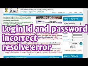 How to resolve error of Invalid UserID and Password or Incorrect Login ID under FLRS FSSAI