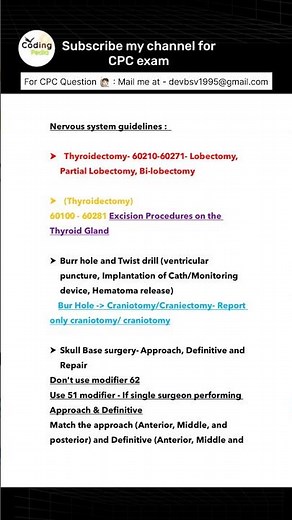 Nervous system chapter guidelines #aapc #cpcexam #cpt #cpc #icd #guidelines