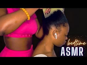 ASMR| Bedtime Care ☁️| SLEEPY HAIR PLAY oiling, brushing, scratching, to put you and her to sleep