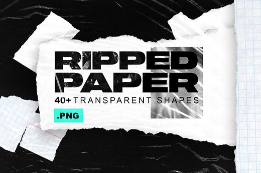 40  Ripped Paper Transparent Shapes, a Texture Graphic by Roman Paslavsky
