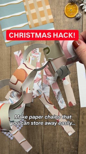 CHRISTMAS HACK! Before you start making paperchains for Christmas, get yourself some Velcro glue dots! I love Christmas paperchains as they are a really nostalgic Christmas decoration and also super sustainable (I’ve used wallpaper samples here to make mine!) However, using glue or staples makes it hard to store your paperchains away for next year if you don’t have much space. Velcro glue dots allow you to attach each strip securely, but you can detach them at any time and make each strip flat a
