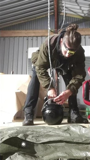 #Building my own #hardcoregym part 2. Installing cheap pully system w #kettelbells Follow!