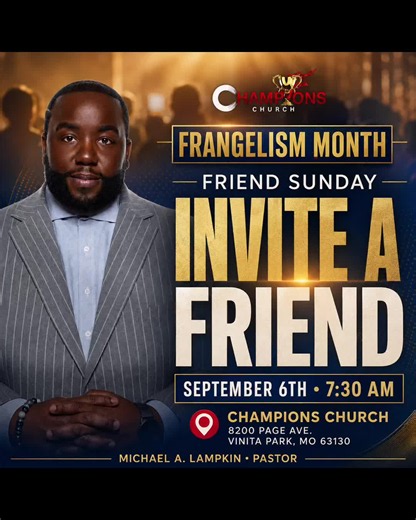 It’s Frangelism tomorrow at Champions Church. Invite a friend to the place where champions are built at 7:30am!!!!! 8200 Page Ave Vinita Park, Mo 63130 All roads lead to the Gateway Area Bible Fellowship Church for ONE CHOIR CONCERT at 5pm!!! Last year was amazing. I promise you, don’t miss this years concert it’s going to be excellent!!! LETS GOOOOO!!!!! 85 Water Street Cahokia, IL 62206 - Levi Too King - Host Pastor!!!