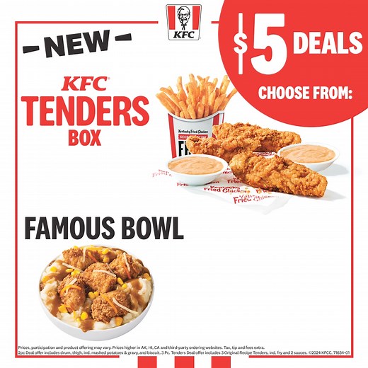 KFC’s $5 deals are here to satisfy your cravings. | KFC