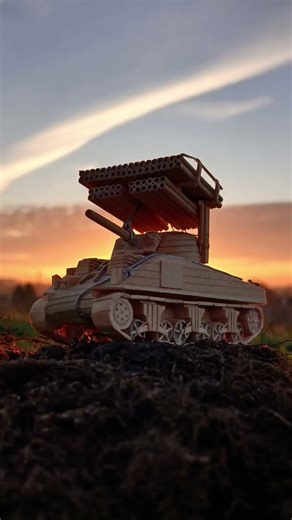 Photos of my wooden models at sunset #tanks #scalemodel #fyp #sunset #photography