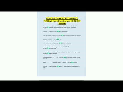 POLS 207 FINAL TAMU UPDATED ACTUAL Exam Questions and CORRECT Answers