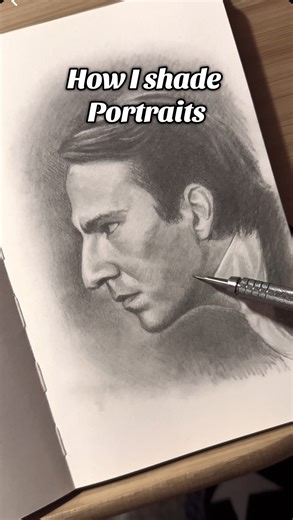Kristin Wilkinson on Instagram: "How to Shade Portraits ⬇️⬇️ 1. Outline all areas you will be shading in and fill them in using a 2B pencil 2. Fill in the face using a 2H pencil. Smudge with tissue or blending sponge to create a base layer 3. Use an eraser to add first highlights. 4. Fill in medium tone and start adding details using an HB pencil. These are areas that aren’t in shadow but aren’t very light either. 5. Smooth edges of shadows to blend different values using a blending stump 6. Dar